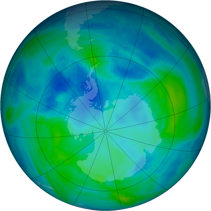 Antarctic ozone map for 22 April 1999
